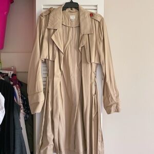 Khaki Trench Coat with Belt and Long Length
